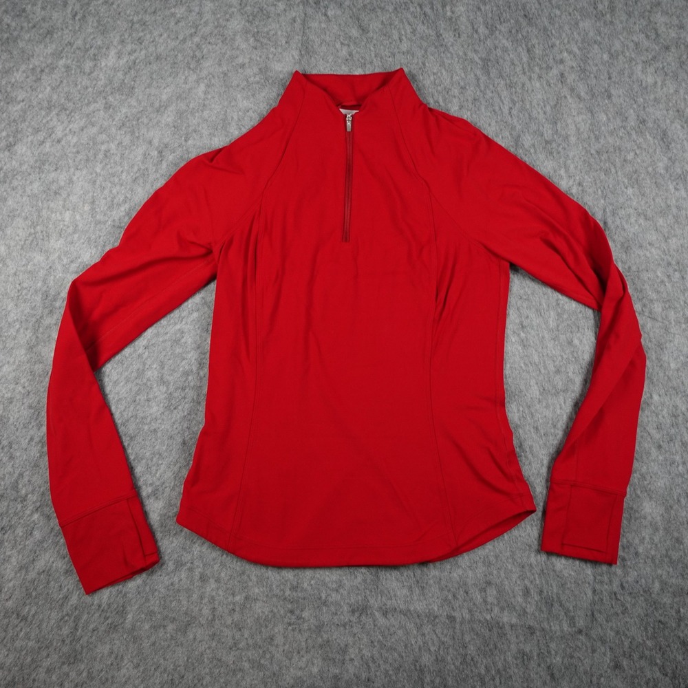 Athleta‎ Pullover Women Small Red Salutation Half Zip Run Workout Athletic gym